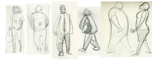 Sketchbook drawing of figures